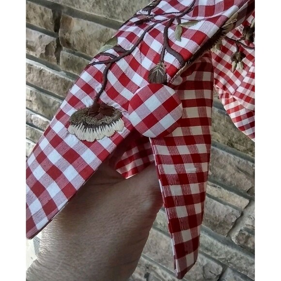 Karen Perry Silk Blazer Gingham Floral Fitted Blazer Embroidered US 6 - Picture 10 of 10